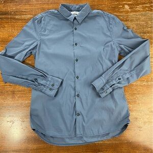 J Lindeberg Men's Button Down Long Sleeve Shirt Slim Fit Medium Blue-Gray M